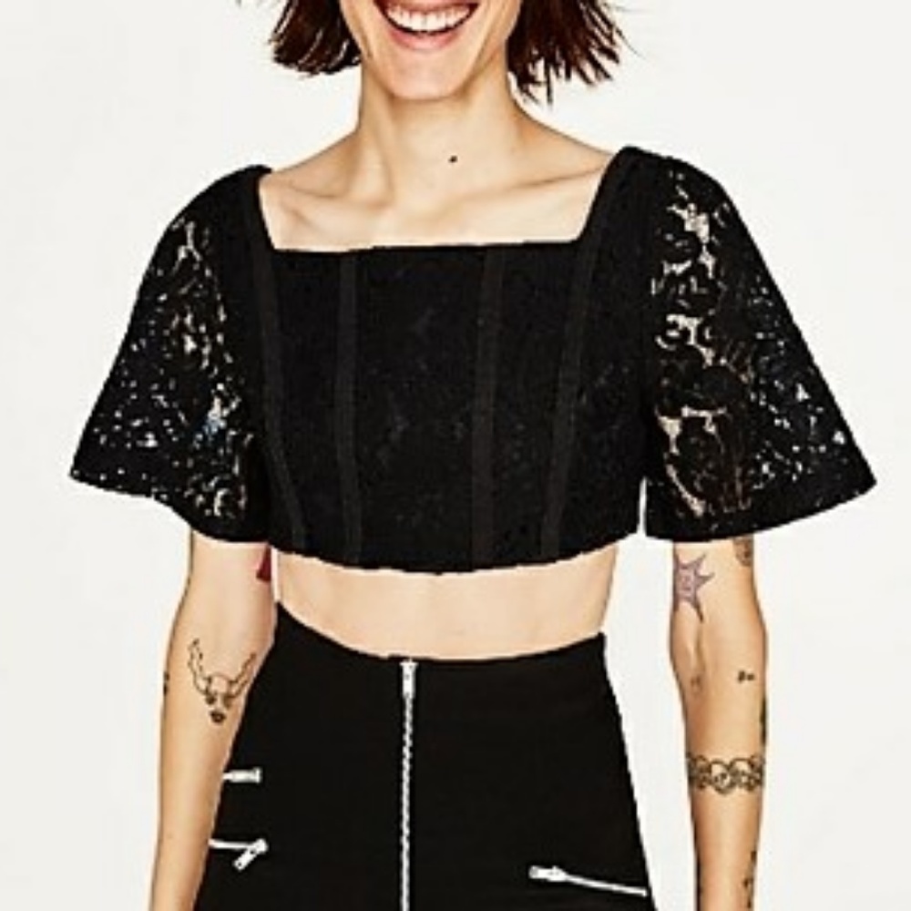 ZARA shot black top